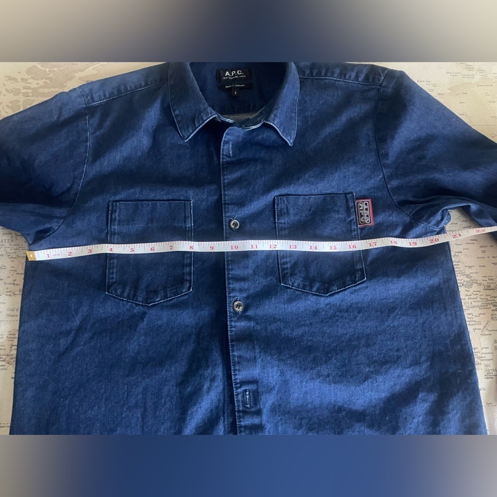A.P.C. LOGO SHIRT Denim Long Sleeve Size Small - Picture 7 of 10